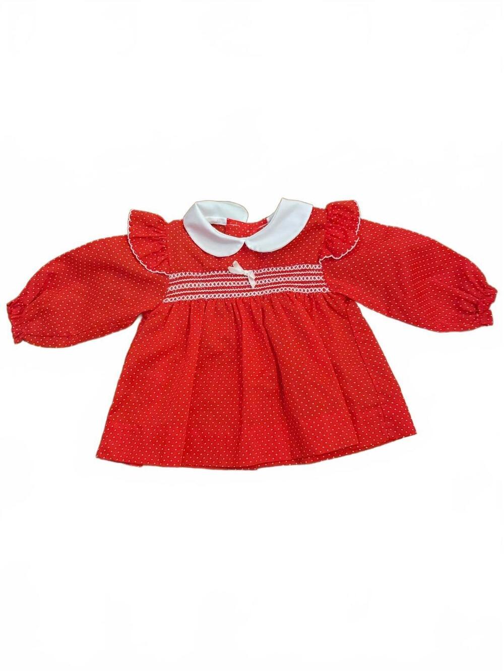 Vintage Alexis Baby top Red Polka Dot Cotton Size 6-9 Months